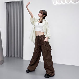 [UNISEX] RIVET WIDE NYLON PANTS/ 1色