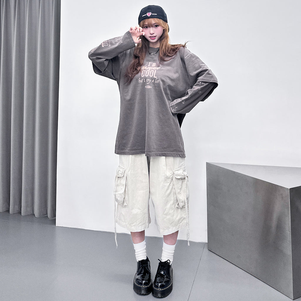 [UNISEX] 水洗BEST STRING CARGO BERMUDA PANTS/ 2色