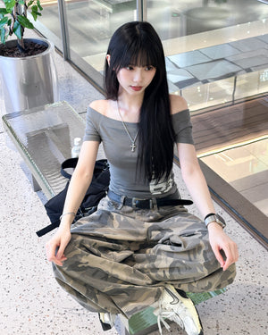 [BEST] 薄身超柔膚! HAPPINESS OFF SHOULDER TEE/ 2色