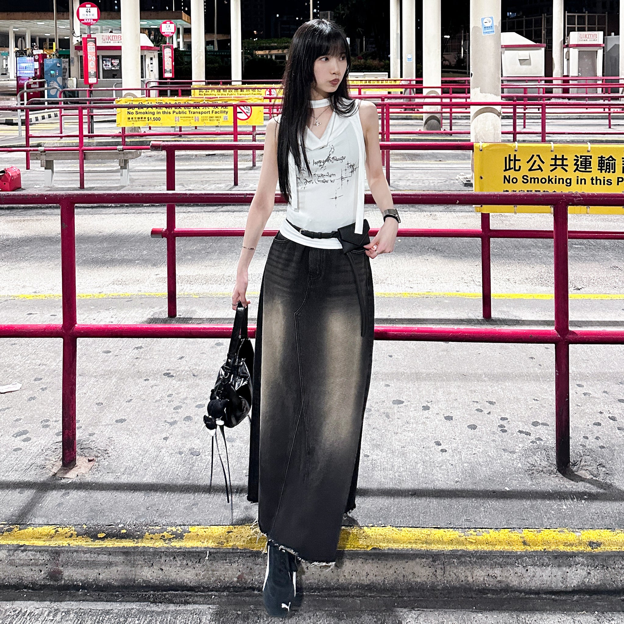 [小個子&高個子OK!] 蘇蘇邊漸闊A-CUT DENIM LONG SKIRT/ 1色
