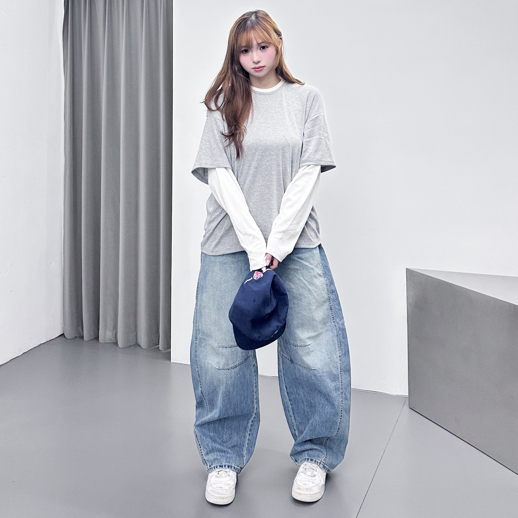 [UNISEX] 層次穿假兩件拼色長袖/ 2色