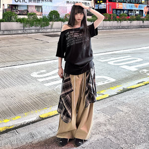 [UNISEX] 假兩件DOUBLE LAYER CHECK PANTS/ 2色