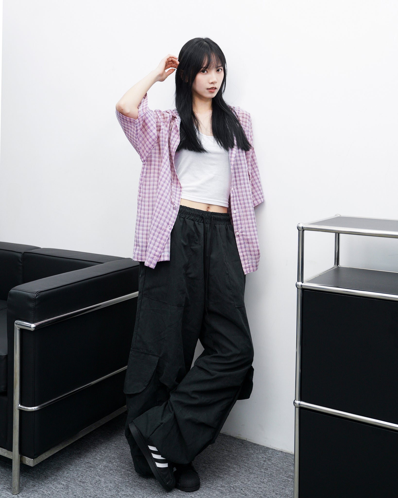 UNISEX霧面感WIDE PIN-TUCK CARGO PANTS/ 2色