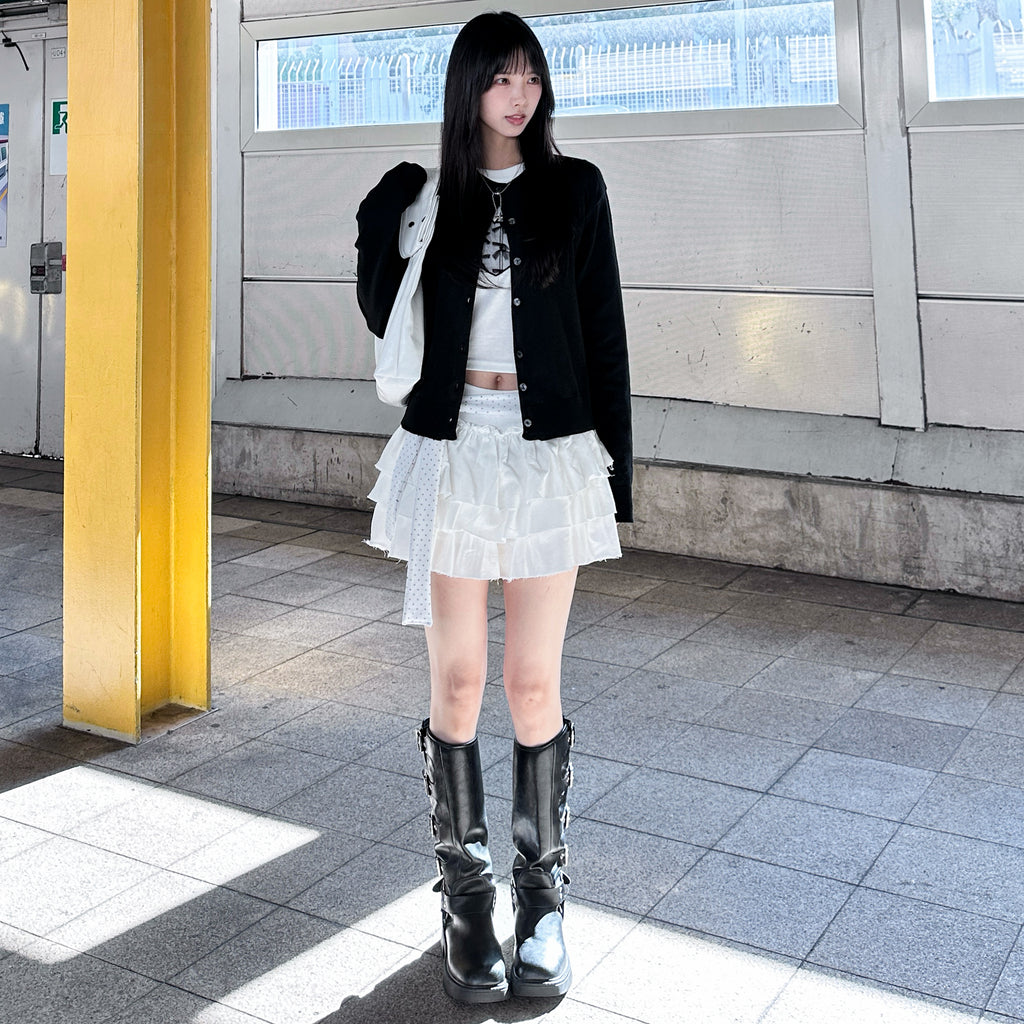 JULIA SEMI-CROP KNIT CARDIGAN/ 2色