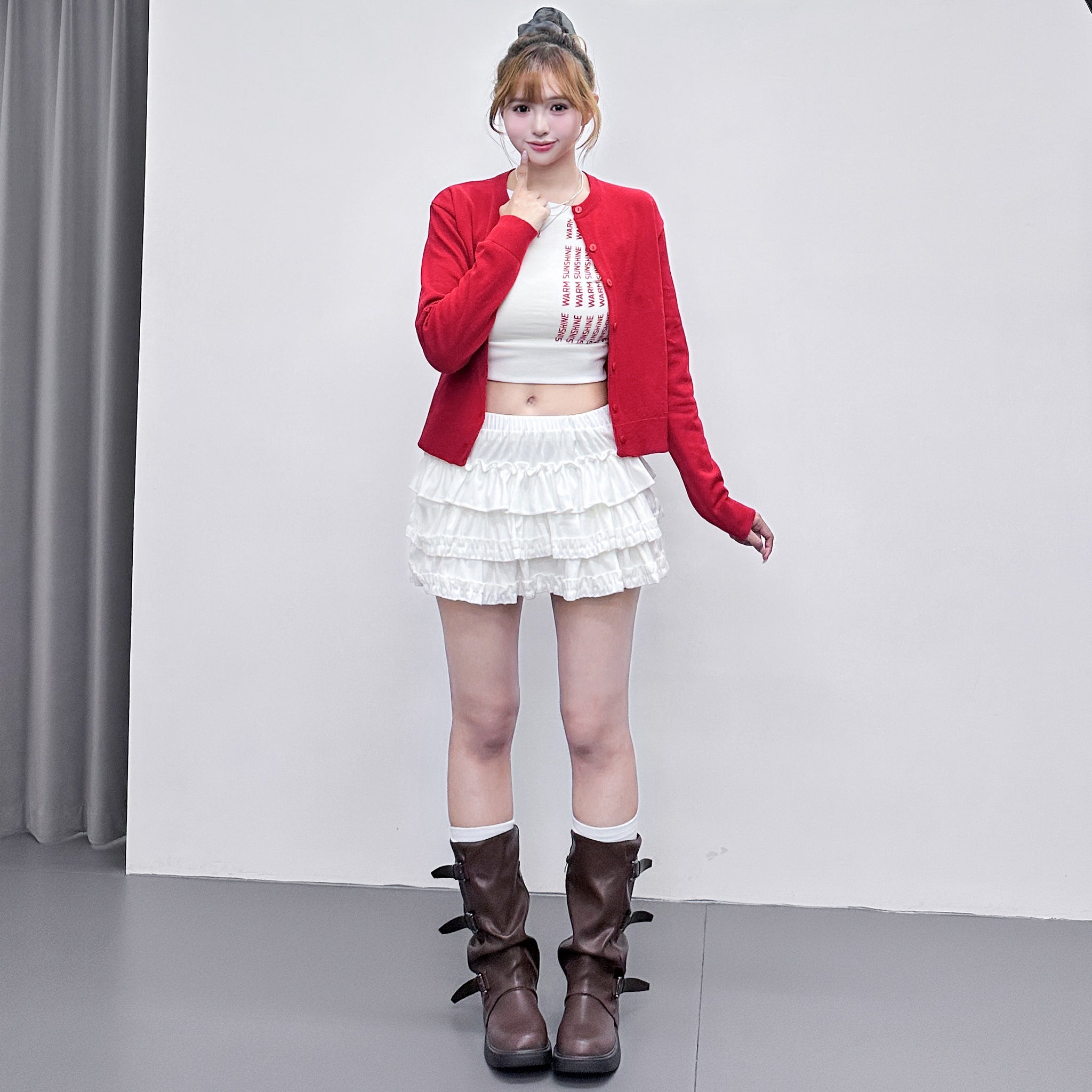 VELVET RUFFLE SKIRT PANTS/ 2色