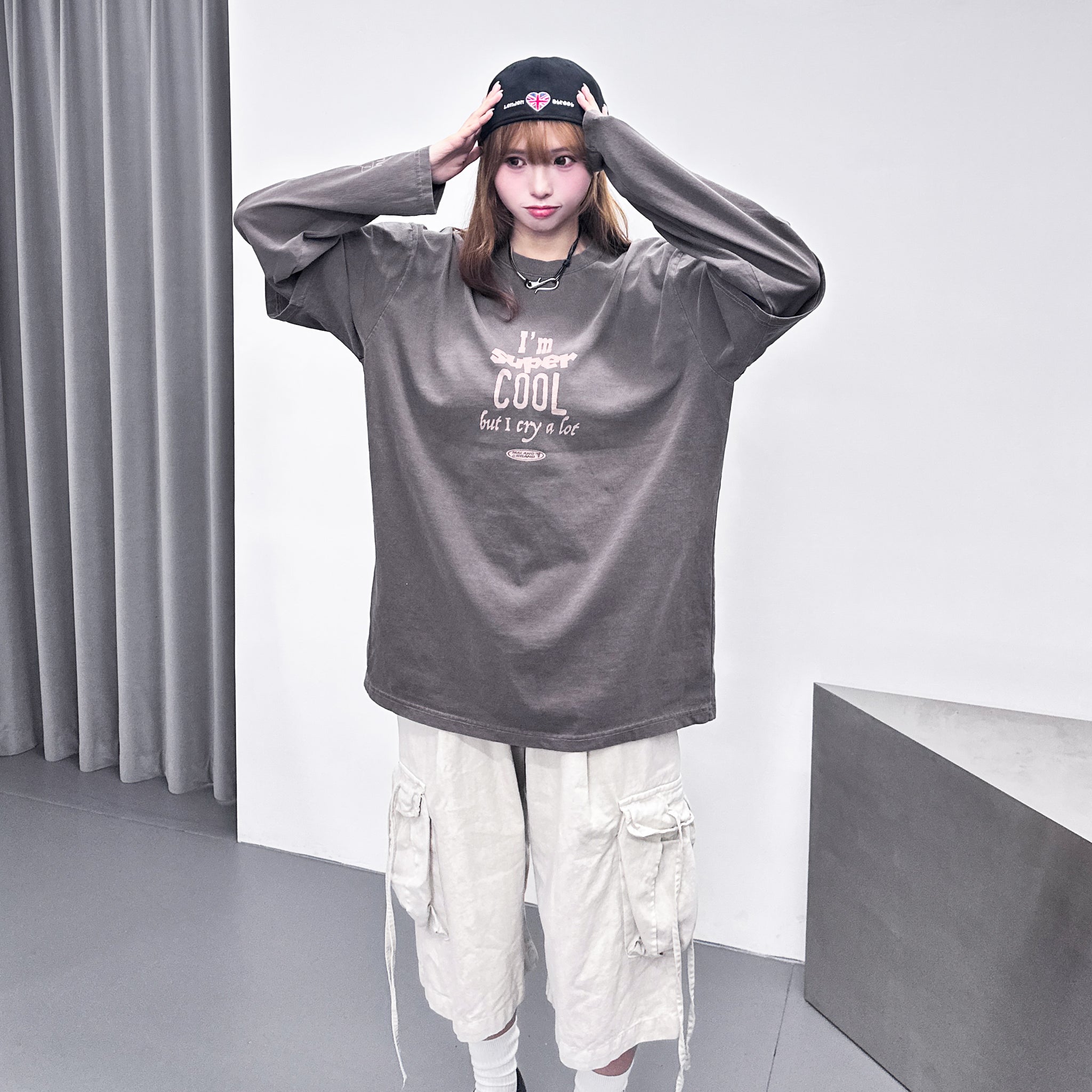 [UNISEX] 水洗假兩件I'M SUPER COOL BUT I CRY A LOT/ 2色