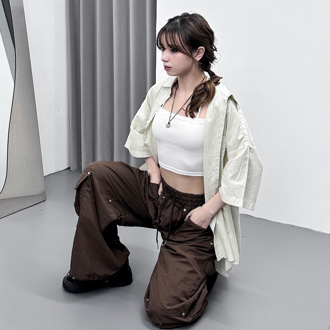 [BEST] UNISEX PIGMENT OVERSIZE SHIRT/ 4色