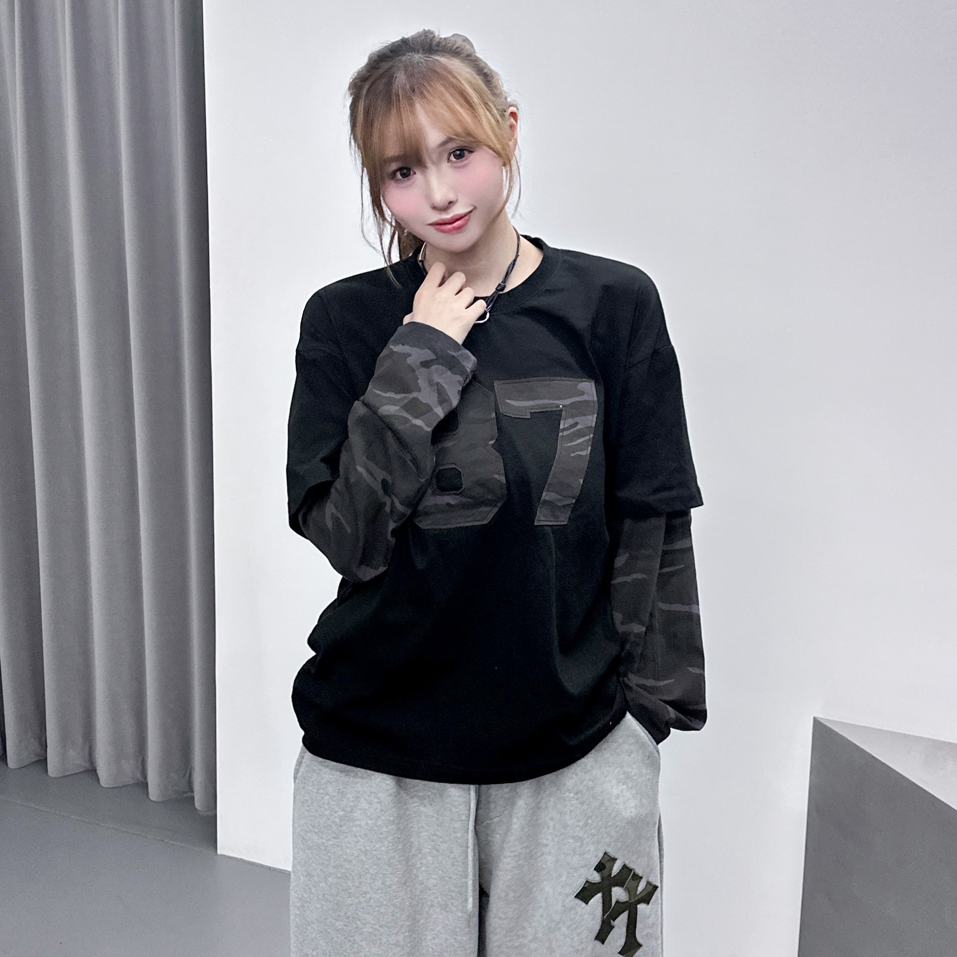 [UNISEX] 層次穿假兩件87 CAMOUFLAGE LONG SLEEVE/ 1色