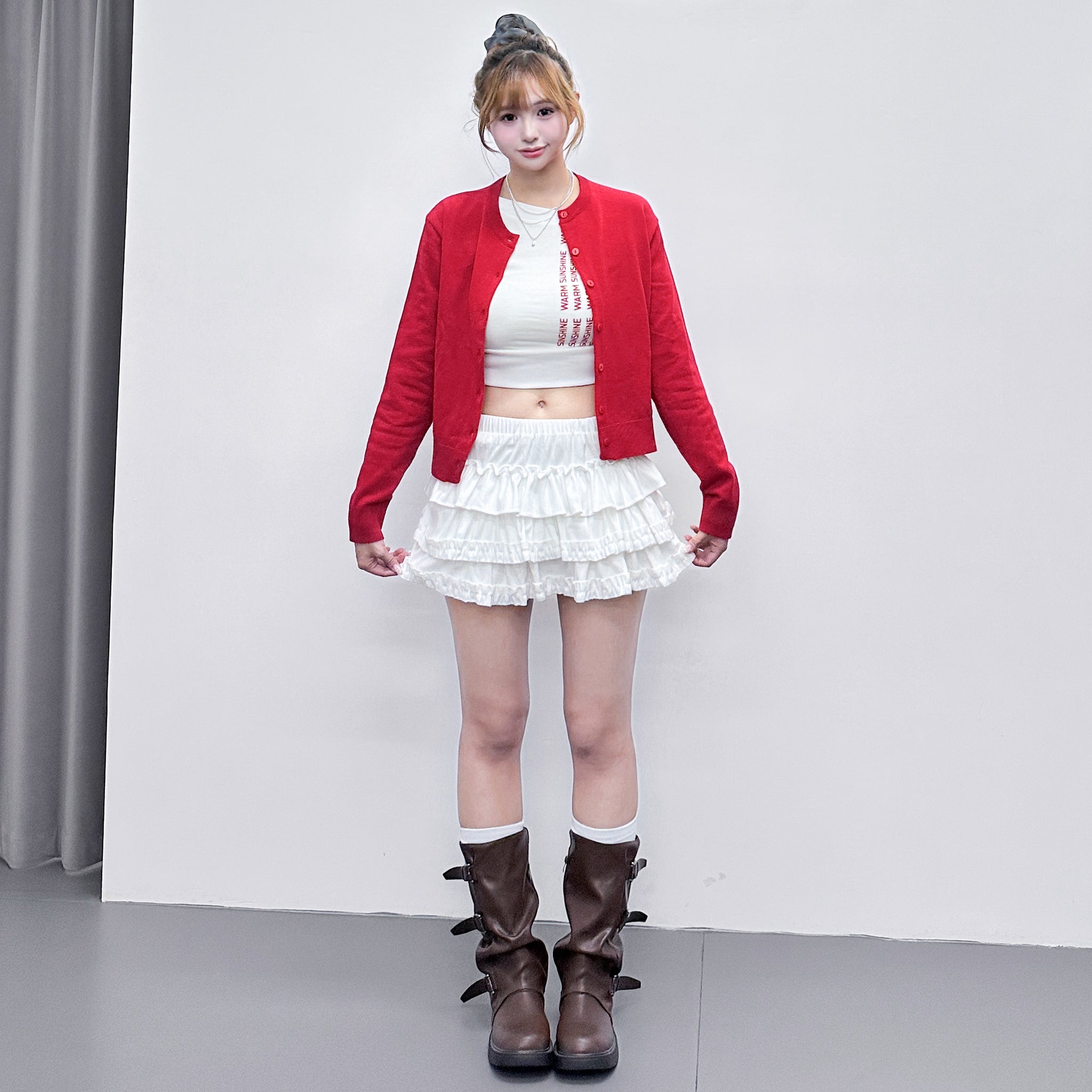 JULIA SEMI-CROP KNIT CARDIGAN/ 2色