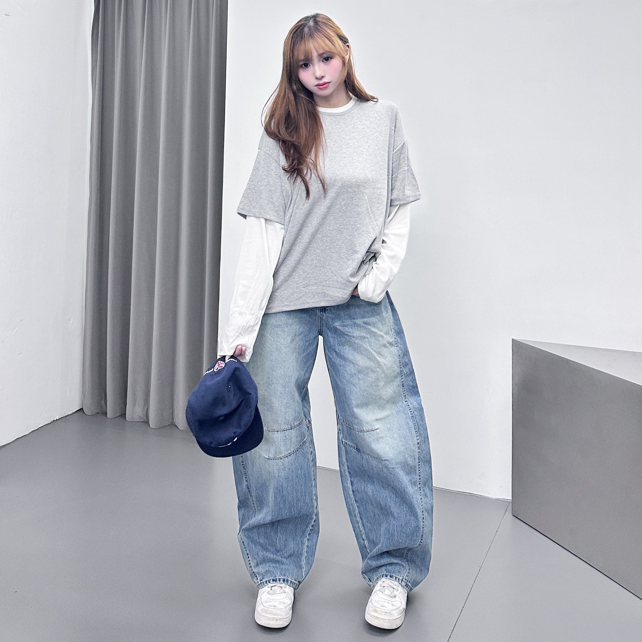 [UNISEX] 層次穿假兩件拼色長袖/ 2色