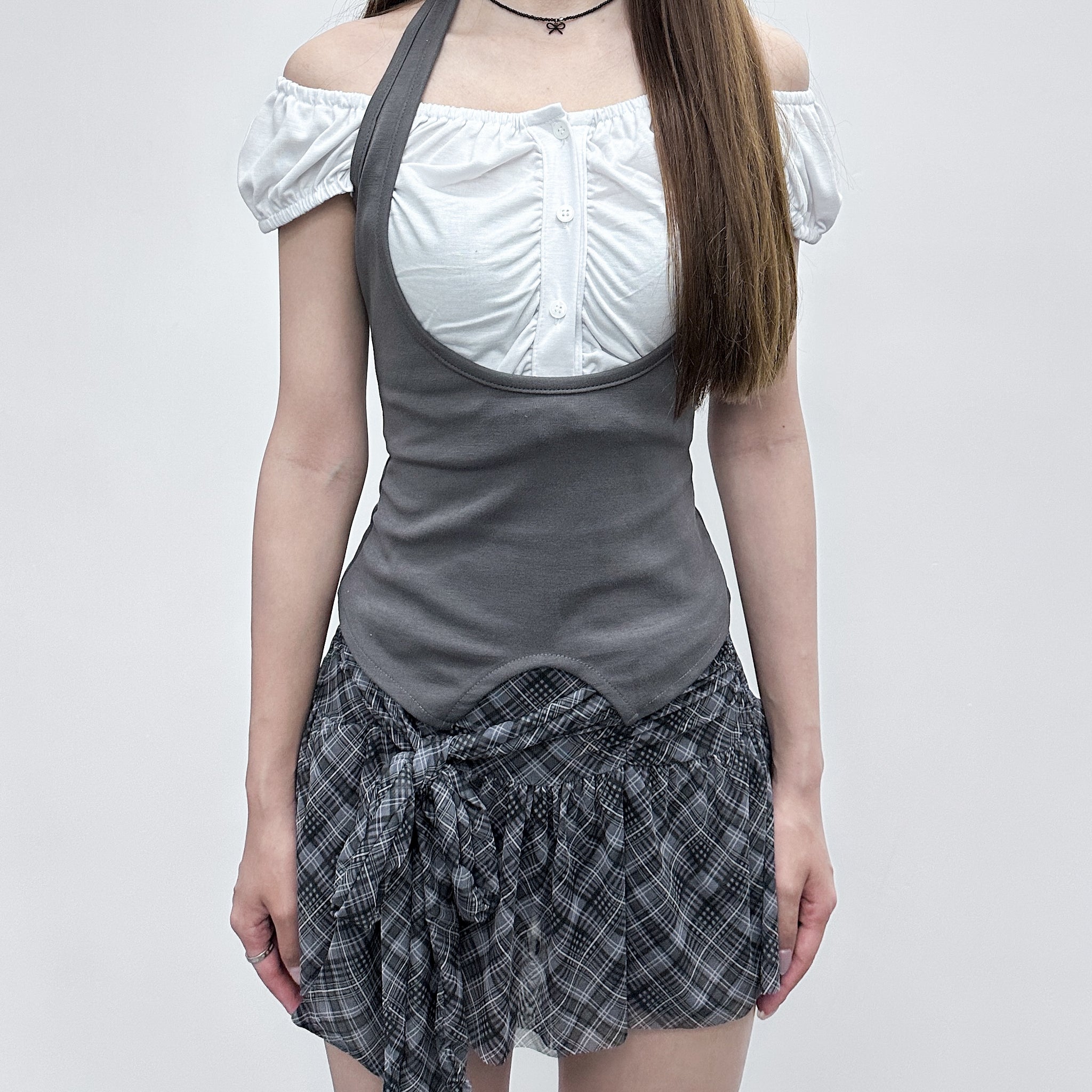 [2WAY] 假兩件HALTER TAYLOR TOP/ 2色