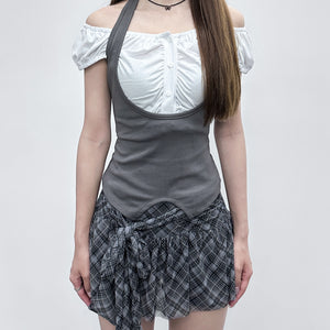 [2WAY] 假兩件HALTER TAYLOR TOP/ 2色