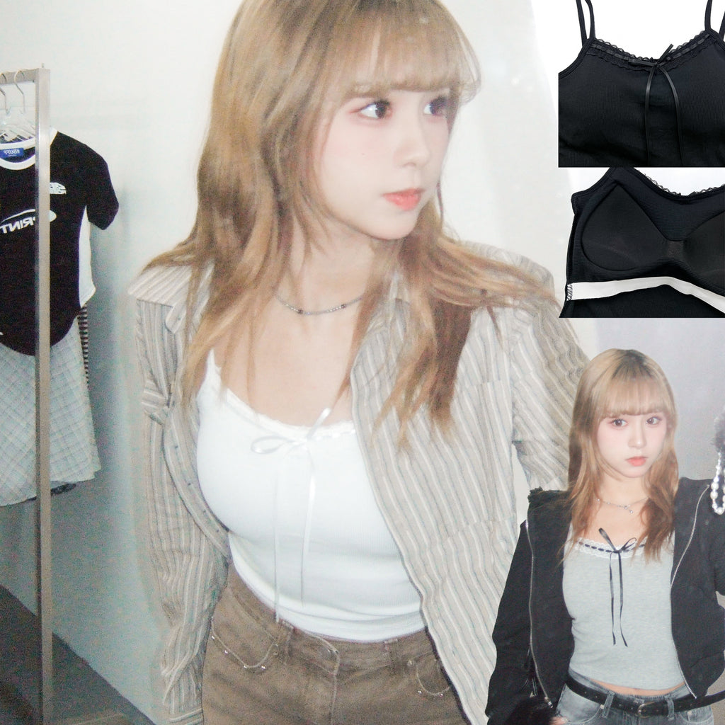 PADDED RIBBON CAMI TOP/ 3色