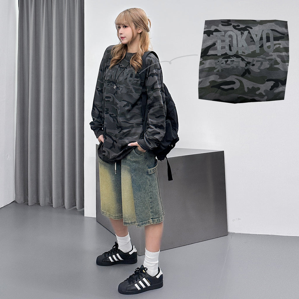 [UNISEX] TOKYO CAMO OVERFIT LONG SLEEVE TOP/ 1色
