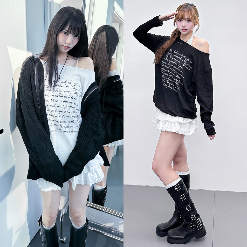 AMILIA LETTER OFF SHOULDER LONG SLEEVE/ 2色