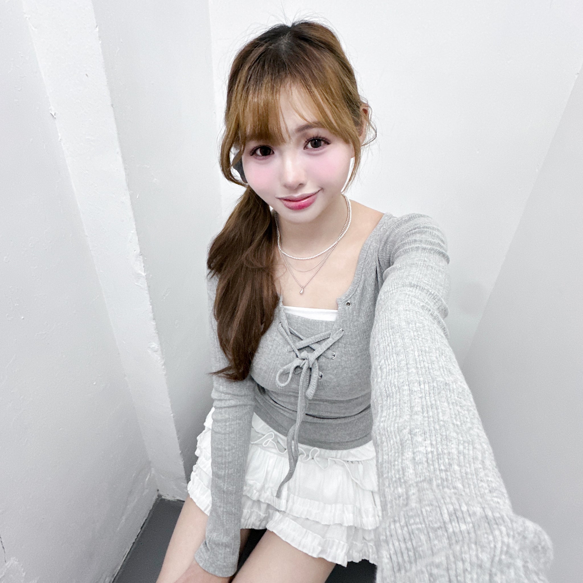 [2WAY頸帶/繫繩OK!] EYELET SLIM RIBBEN KNIT/ 3色