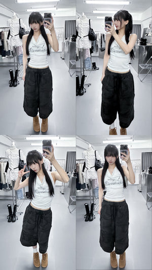 [UNISEX] KEYRING CAMO OVERFIT BERMUDA PANTS/ 1色