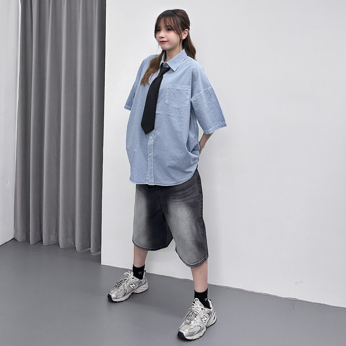 [BEST] UNISEX PIGMENT OVERSIZE SHIRT/ 4色