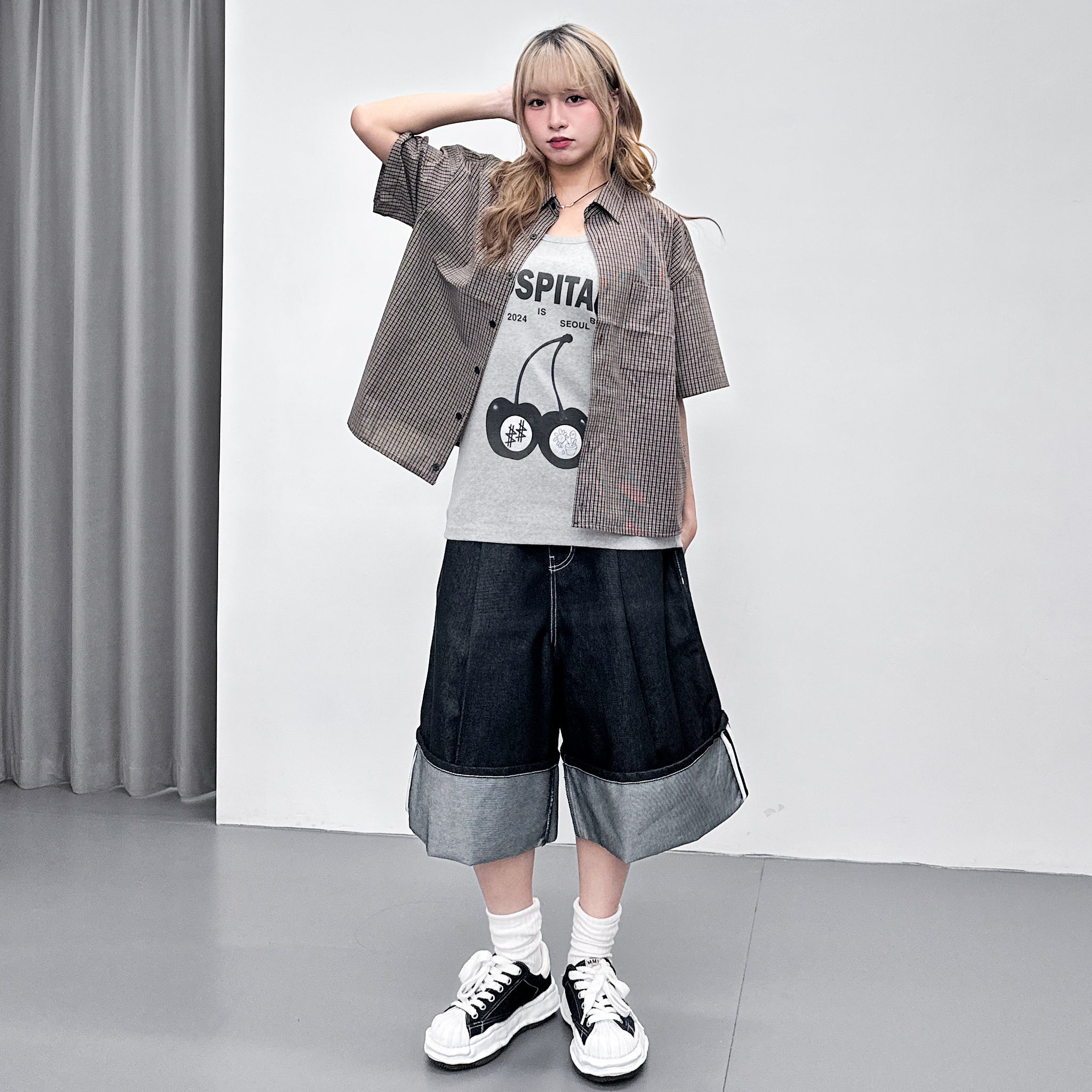 [UNISEX] 短款! SUMMER CHECKERED SHIRT/ 1色