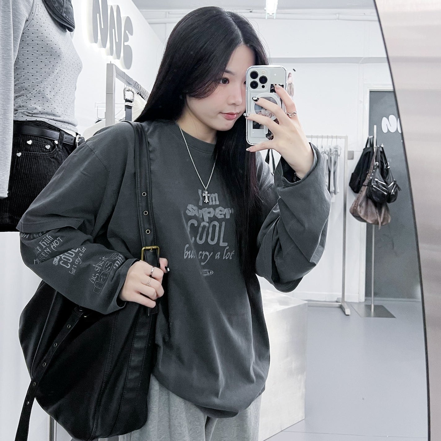 [UNISEX] 水洗假兩件I'M SUPER COOL BUT I CRY A LOT/ 2色