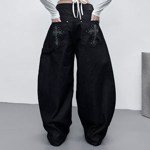 [BEST] STUDDED LEOPARD HOLY CROSS SCIMITAR PANTS/ 1色