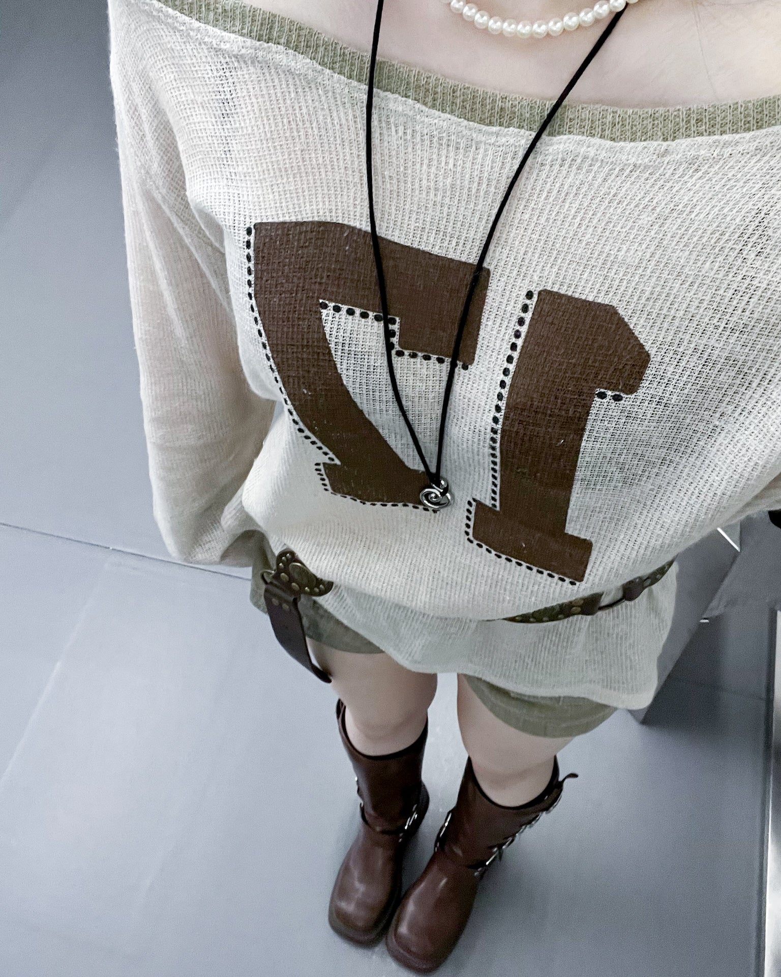 17 ONE OFF SHOULDER  OVERFIT KNITWEAR/ 2色