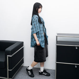 [BEST] BUTTONED CARGO BERMUDA DENIM PANTS/ 2色