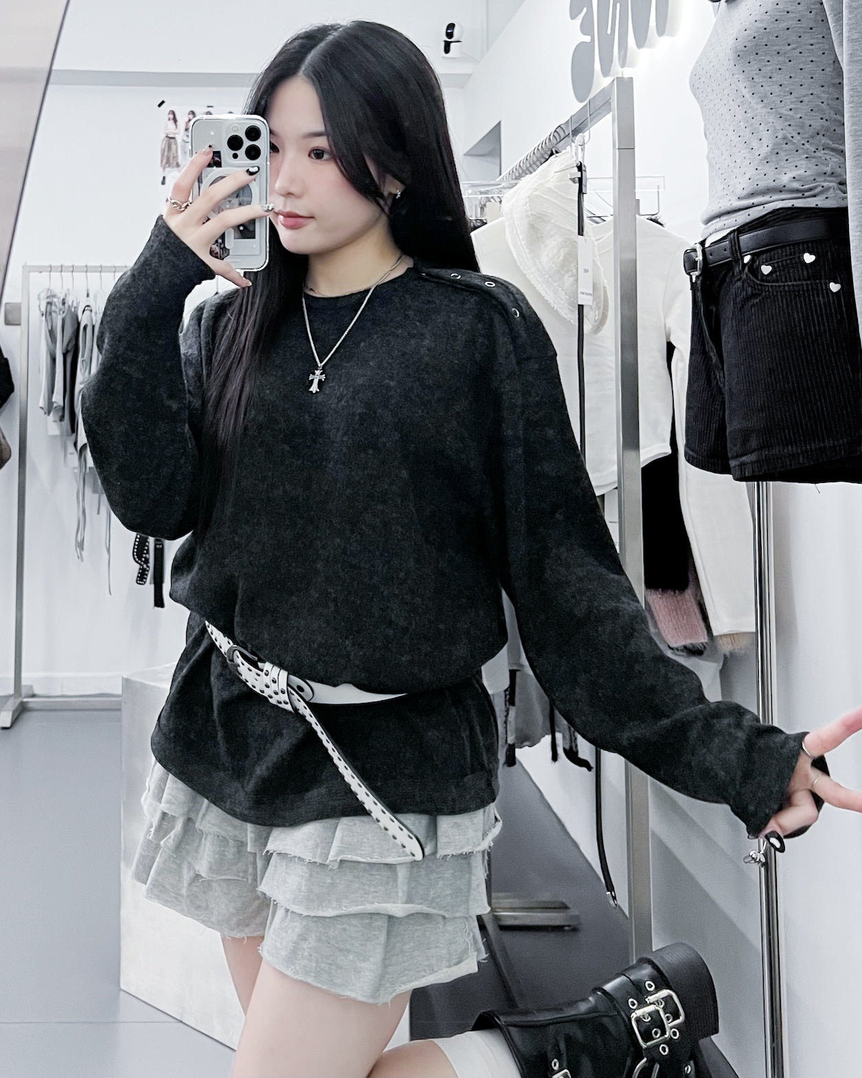 STUDDED WESTERN LEATHER BELT/ 2色