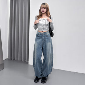 [BEST] SUMMER銀釘SLUB竹節棉輕盈薄款BALLOON DENIM PANTS/ 1色