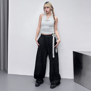 STRIPE HALTER NECK SLEEVELESS TOP/ 2色