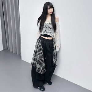 [UNISEX] 假兩件DOUBLE LAYER CHECK PANTS/ 2色