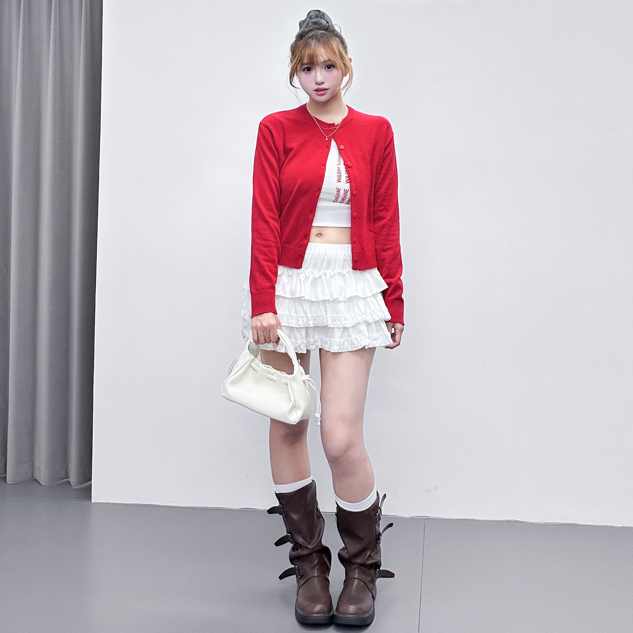 JULIA SEMI-CROP KNIT CARDIGAN/ 2色