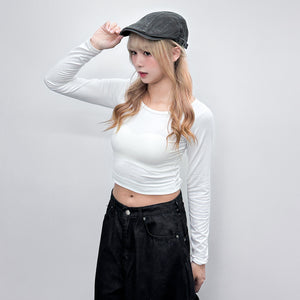 BACK TIE STRAP LONG SLEEVE TOP/ 2色