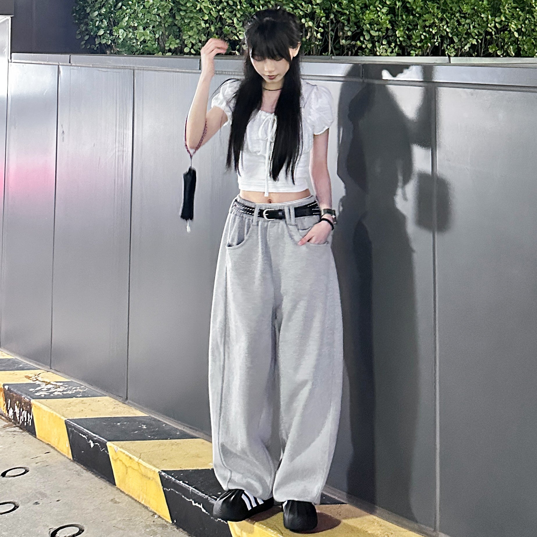 [BEST] 泡泡袖PLEATED RIBBON CROP TEE/ 2色