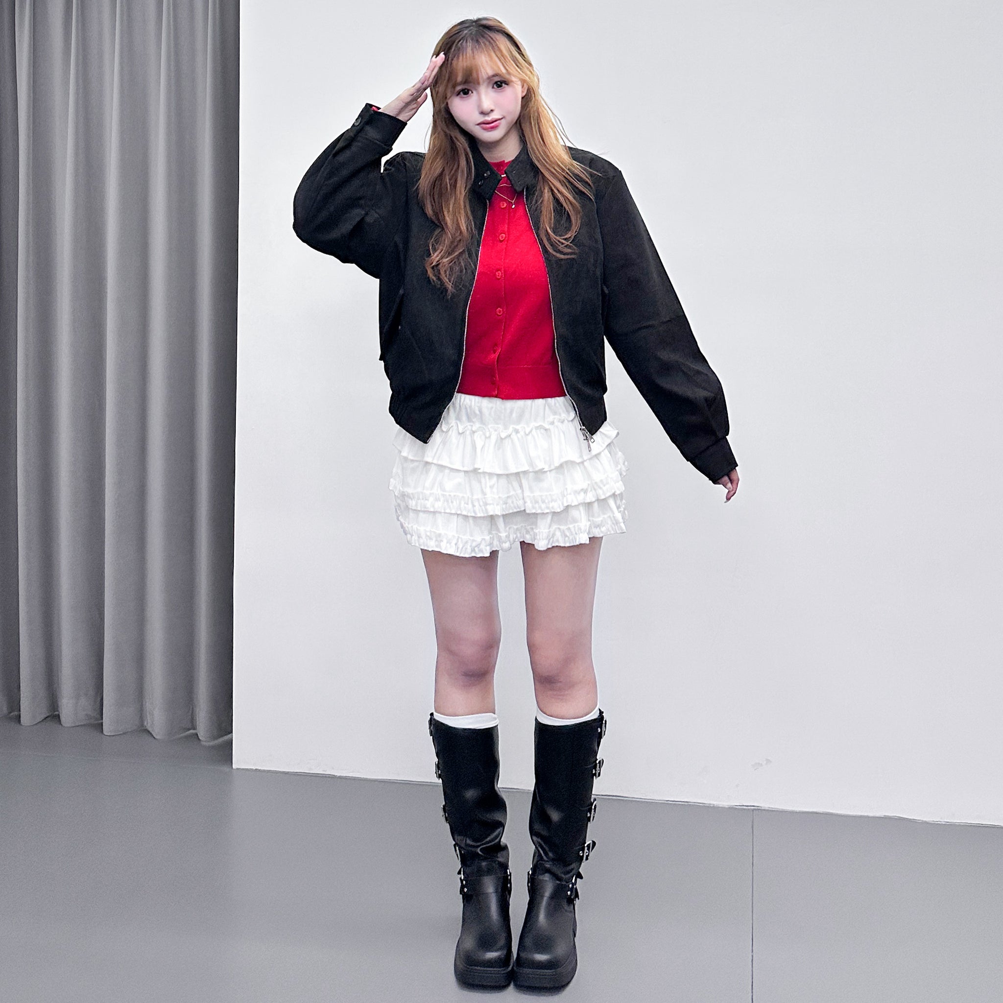 [UNISEX] TWO-BUTTON SUEDE STAND COLLAR JACKET/ 2色