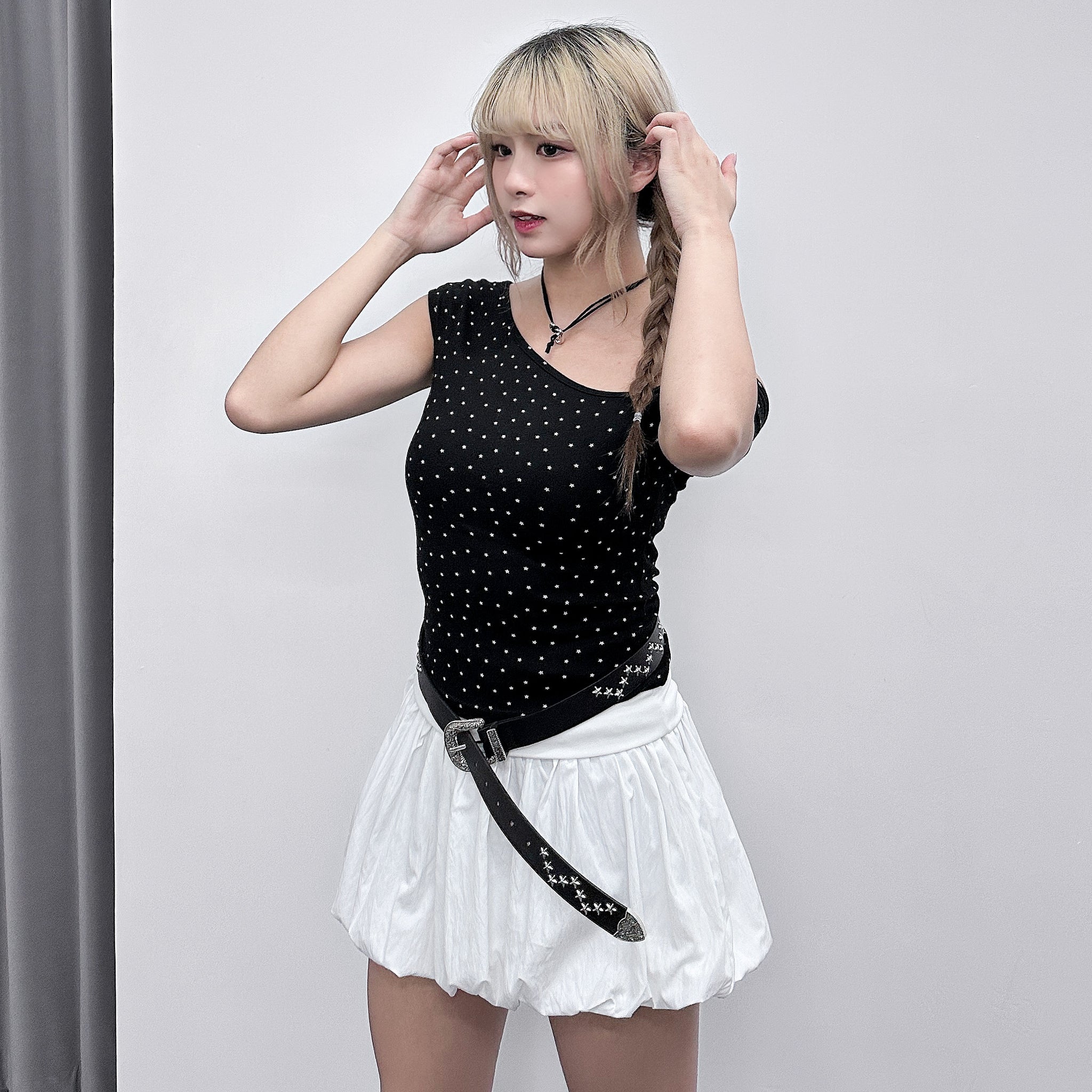 [韓妹必備] STARS UNBALANCED CROP TEE/ 3色
