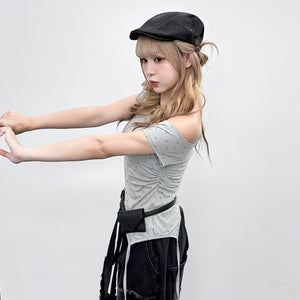 [韓妹必備] 2WAY STARS BOAT-NECK TEE/ 3色