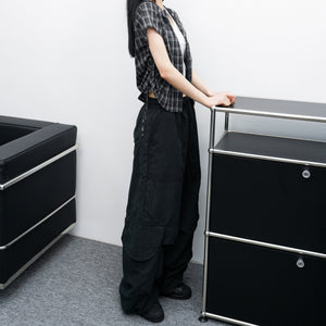UNISEX霧面感WIDE PIN-TUCK CARGO PANTS/ 2色