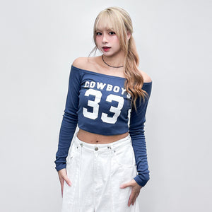 COWBOY SEMI CROP LONG SLEEVE TOP/ 2色