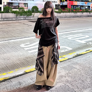 [UNISEX] 假兩件DOUBLE LAYER CHECK PANTS/ 2色