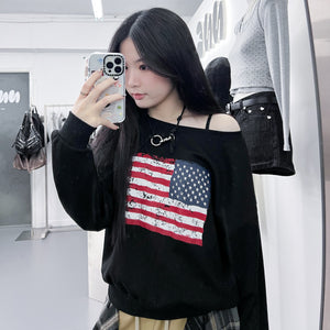 AF BOAT-NECK OFF SHOULDER SWEATSHIRT/ 2色
