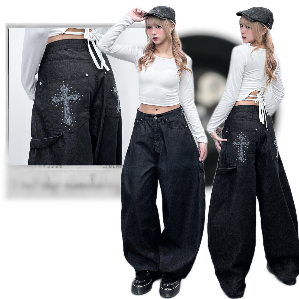 [BEST] STUDDED LEOPARD HOLY CROSS SCIMITAR PANTS/ 1色