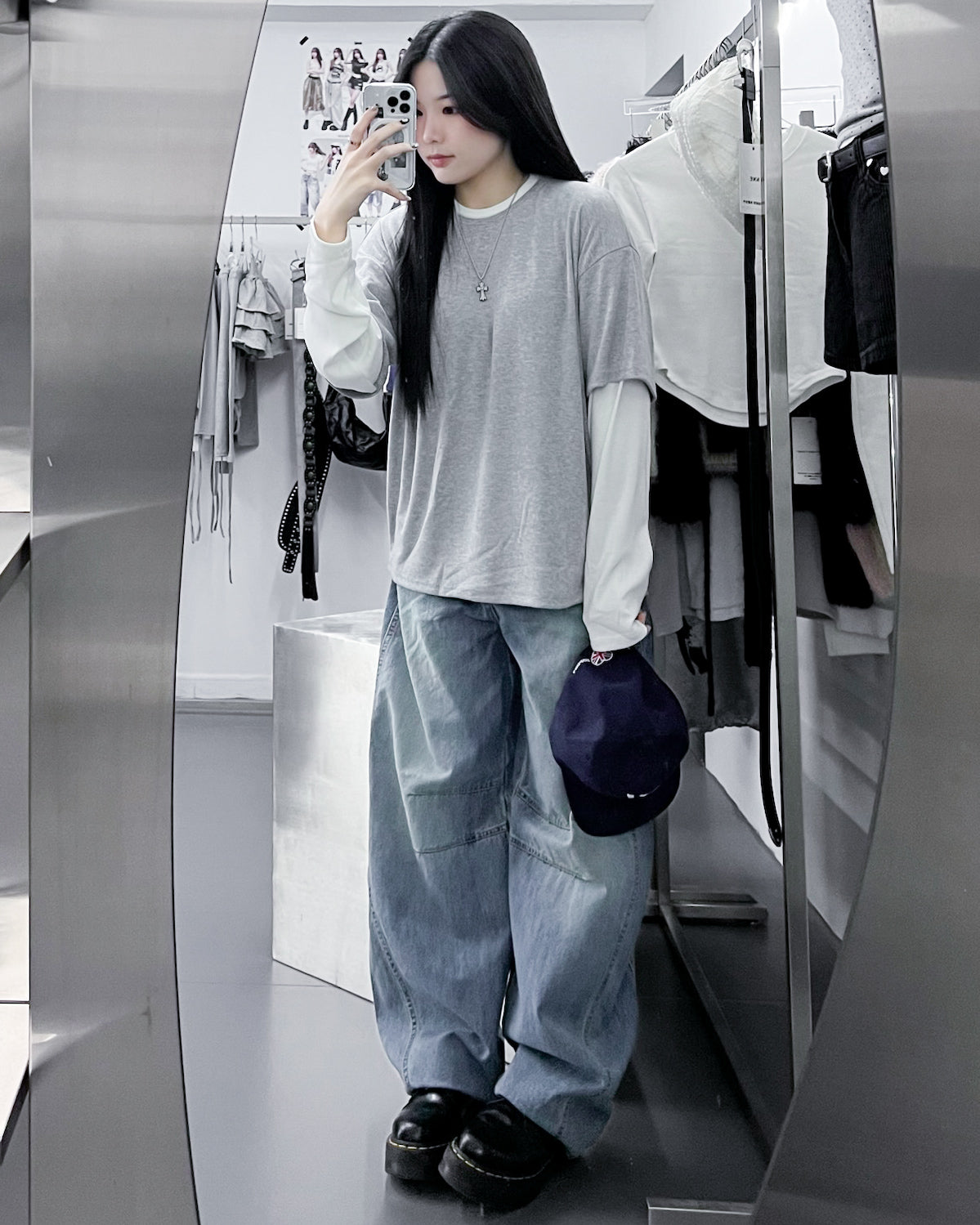 [UNISEX] 層次穿假兩件拼色長袖/ 2色