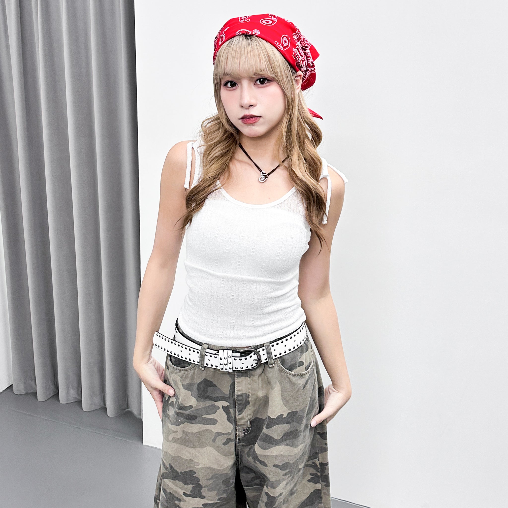 [2WAY: TANK TOP& STRAPLESS CROP TOP]  SEE- THROUGH TOP/ 1色