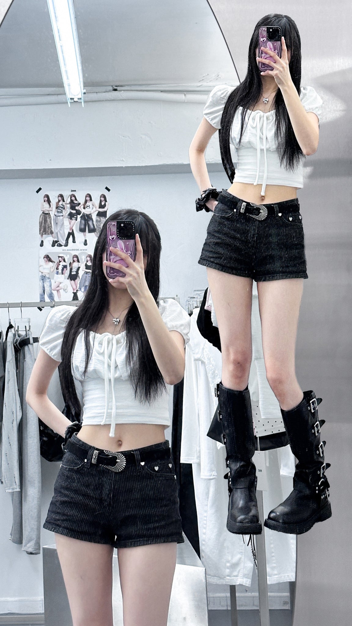 [BEST] 泡泡袖PLEATED RIBBON CROP TEE/ 2色
