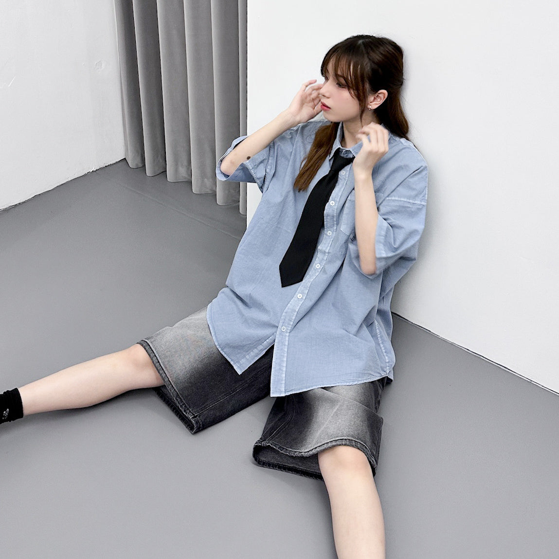 [BEST] UNISEX PIGMENT OVERSIZE SHIRT/ 4色