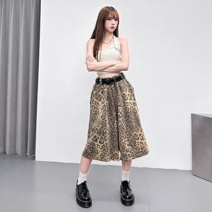 [UNISEX] 有皮帶位! LEOPARD BERMUDA PANTS/ 2色