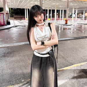 [2WAY: TANK TOP&OFF SHOULDER] SECRET ANGEL TOP WITH SCARF SET/ 1色