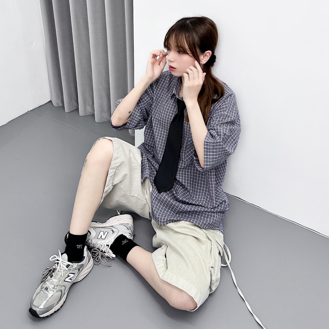 [UNISEX] SUMMER CHECKERED OVERSIZE SHIRT/ 1色