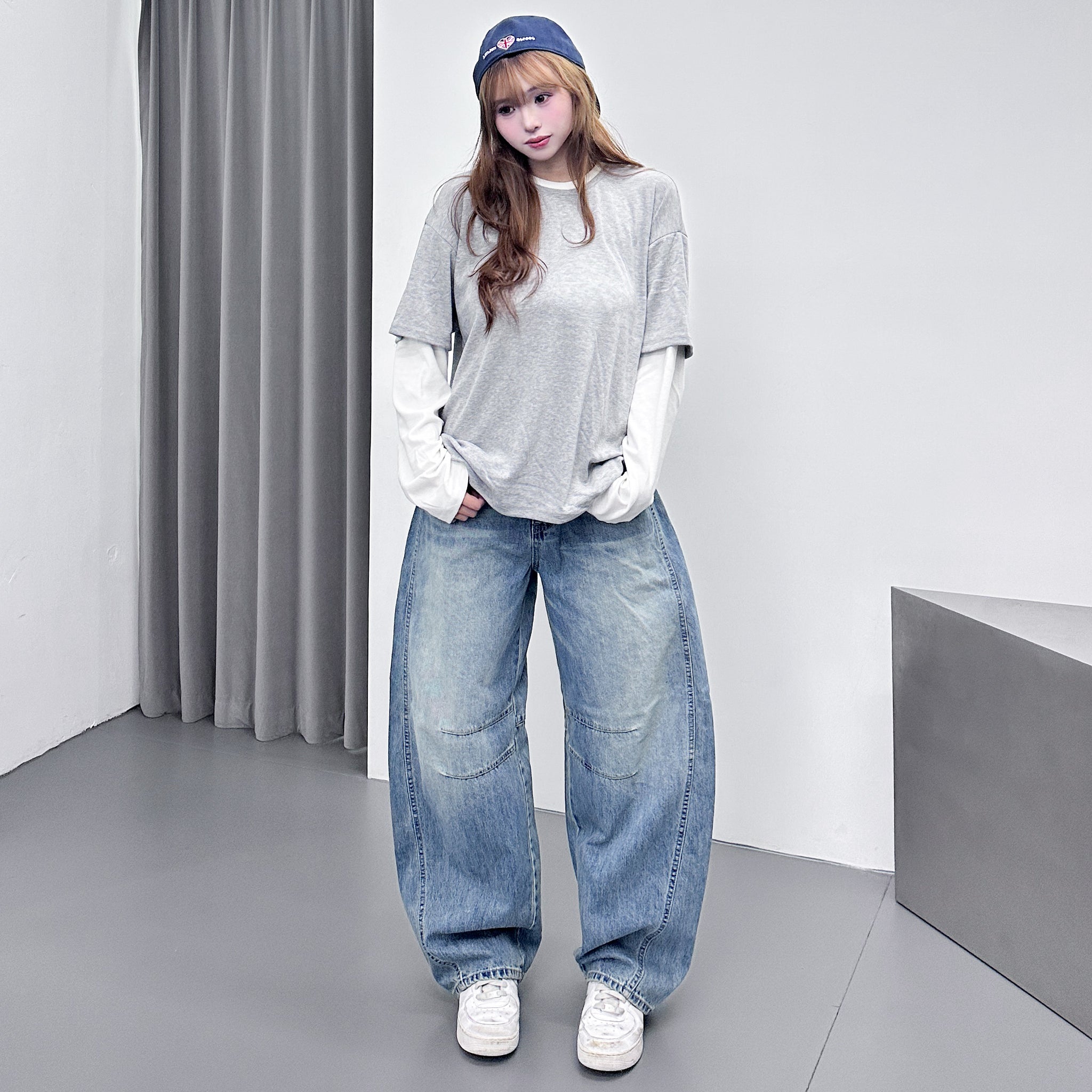 [UNISEX] 層次穿假兩件拼色長袖/ 2色